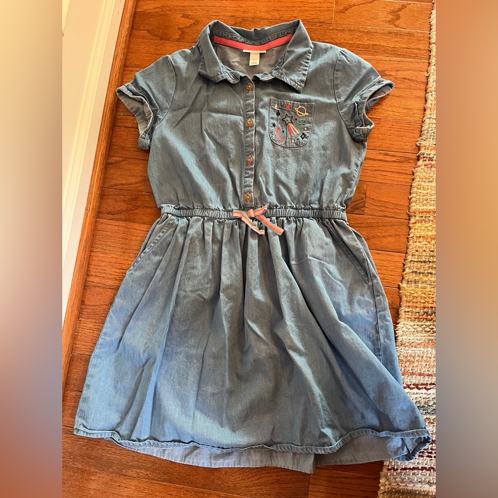 Cat & Jack Girls Chambray Skater Dress Size L 10/12